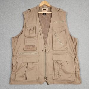 Humvee Vest Mens XL Tan Brown Safari Fishing Tactical Multi Pocket Outdoor